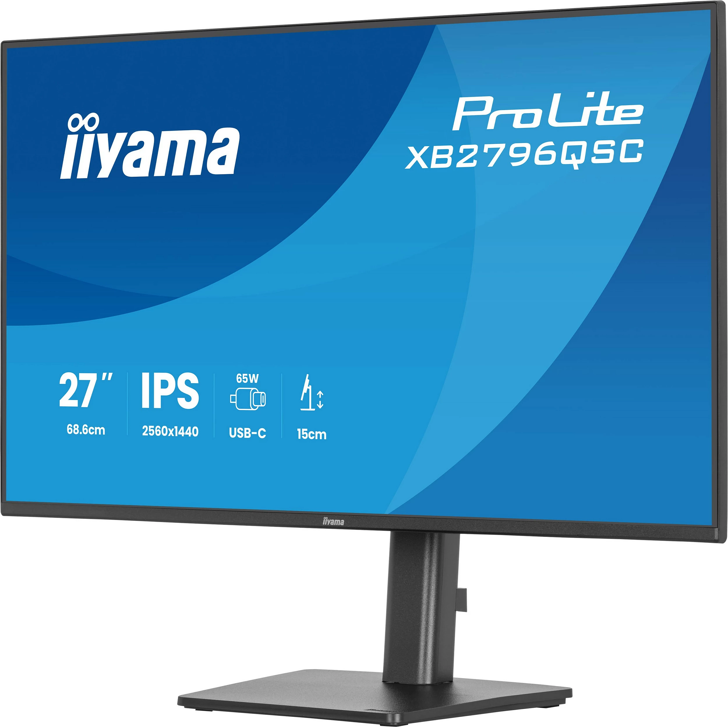 Monitor iiyama ProLite XB2796QSC-B1, 27" QHD IPS, 75Hz, USB-C, altoparlantë, i zi