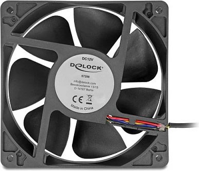 Ventilator kasë kompjuteri DeLOCK 67298, 120mm, 12V, 4-pin, 3100RPM, i zi