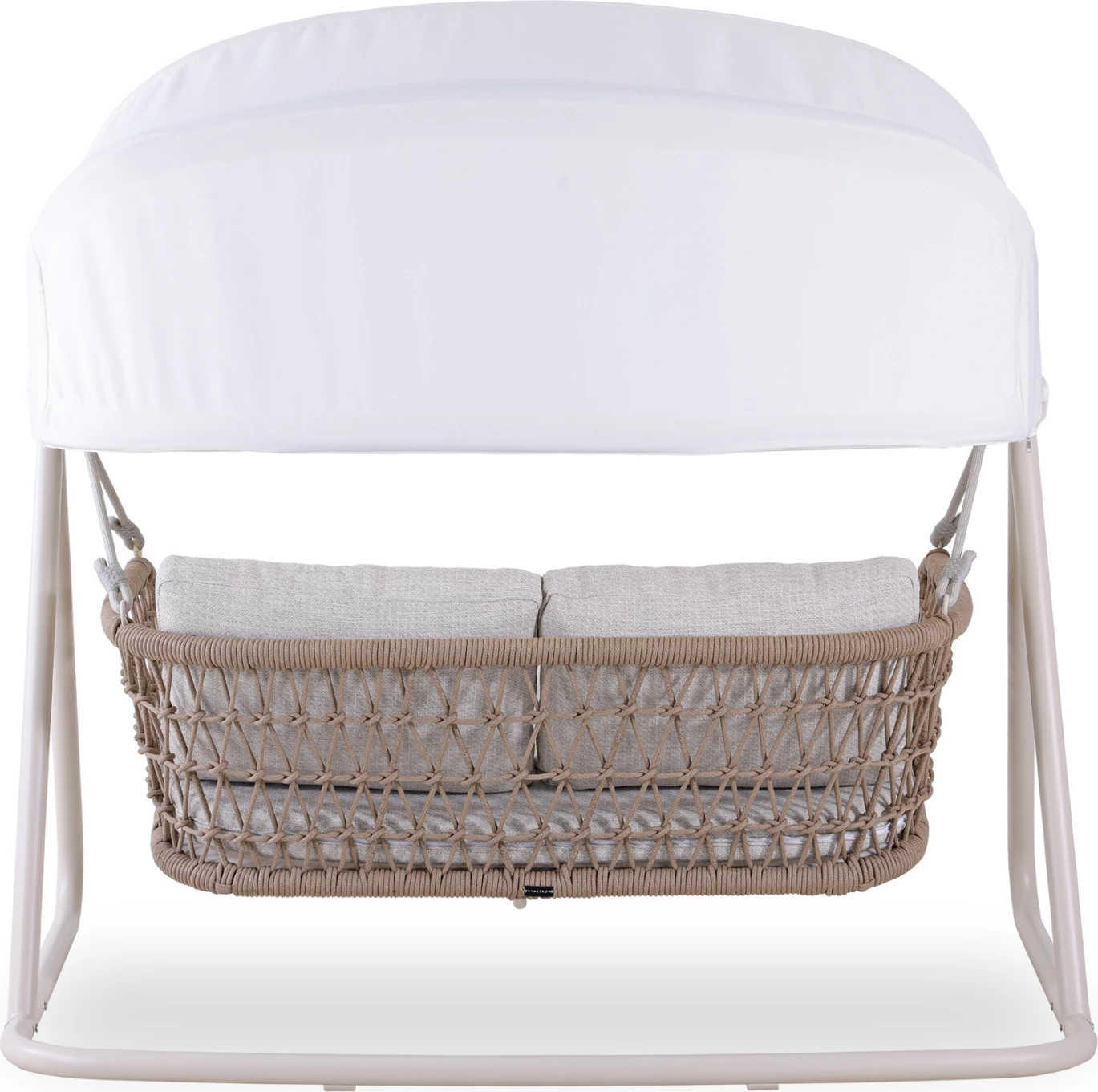 Luhatëse me tendë për jashtë, 3 vende, alumin ngjyrë fildishi, litar natyral, jastëkë bezhë, tendë e bardhë, EXCELSIOR CD6411.01, 185x134x175cm