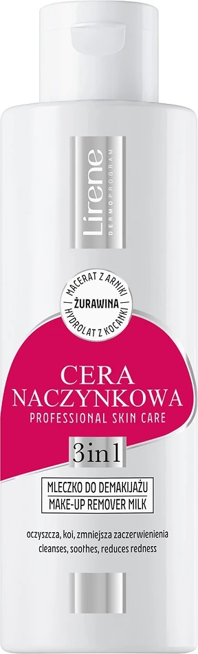 Qumësht pastrues për femra Lirene Vascular Milk 3-in-1, 200ml