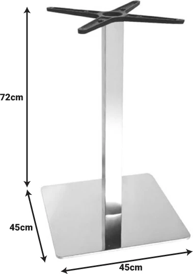 Bazë tavoline alumini, ngjyrë argjendi, 45x45x72cm