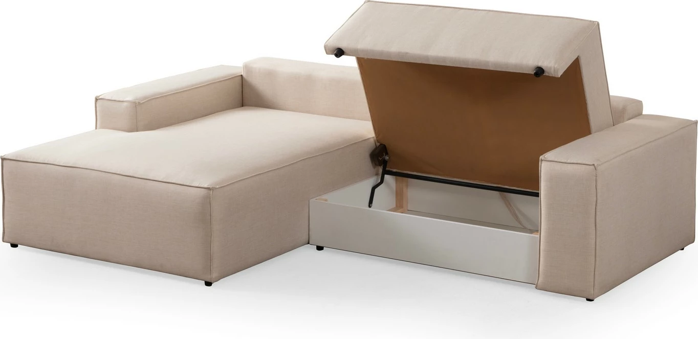 Kënd divan-krevat Atelier del Sofa, model Pırlo kënd i majtë, ngjyrë ecru