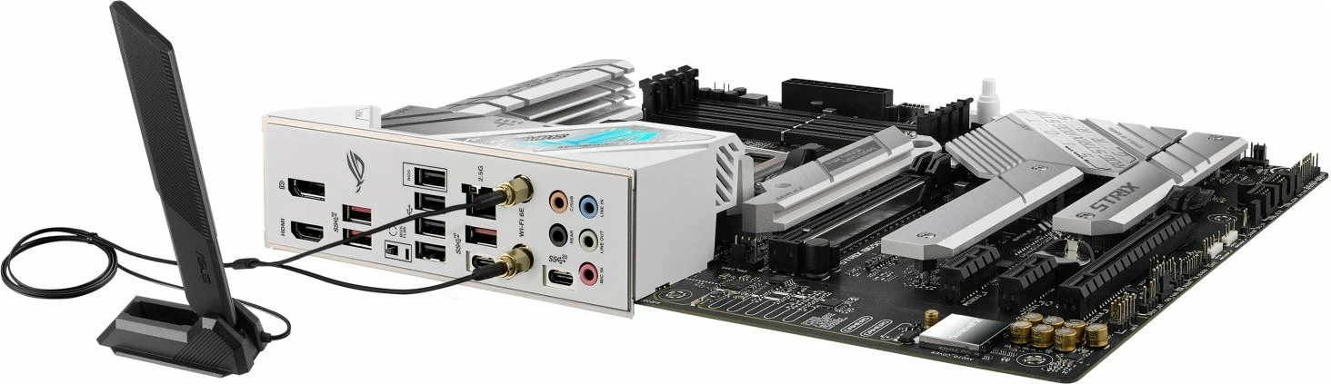 Pllakë amë Asus ROG Strix B650-A Gaming WiFi, ATX, DDR5, Wi‑Fi 6E, 128GB RAM max, bardhë/zezë, me antenë WiFi