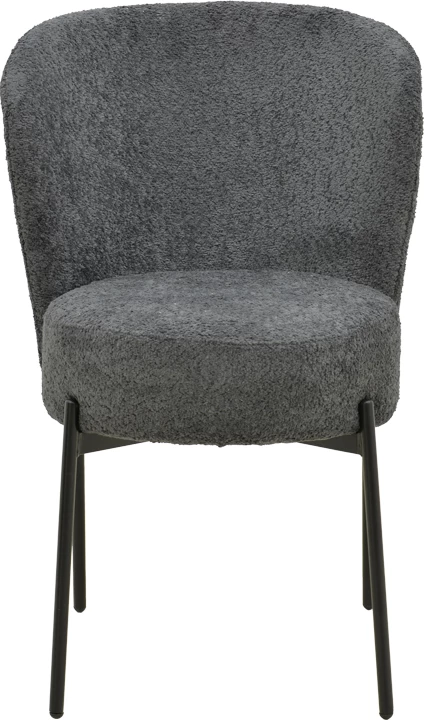 Set 2 karriga Houlian, stof antracit, këmbë metalike të zeza, 46x66x89cm