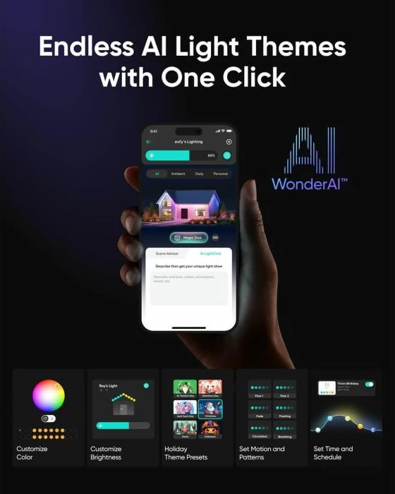 Drita LED të jashtme RGB ANKER eufy E22, 30m, RGBWW, IP67, kontroll me aplikacion