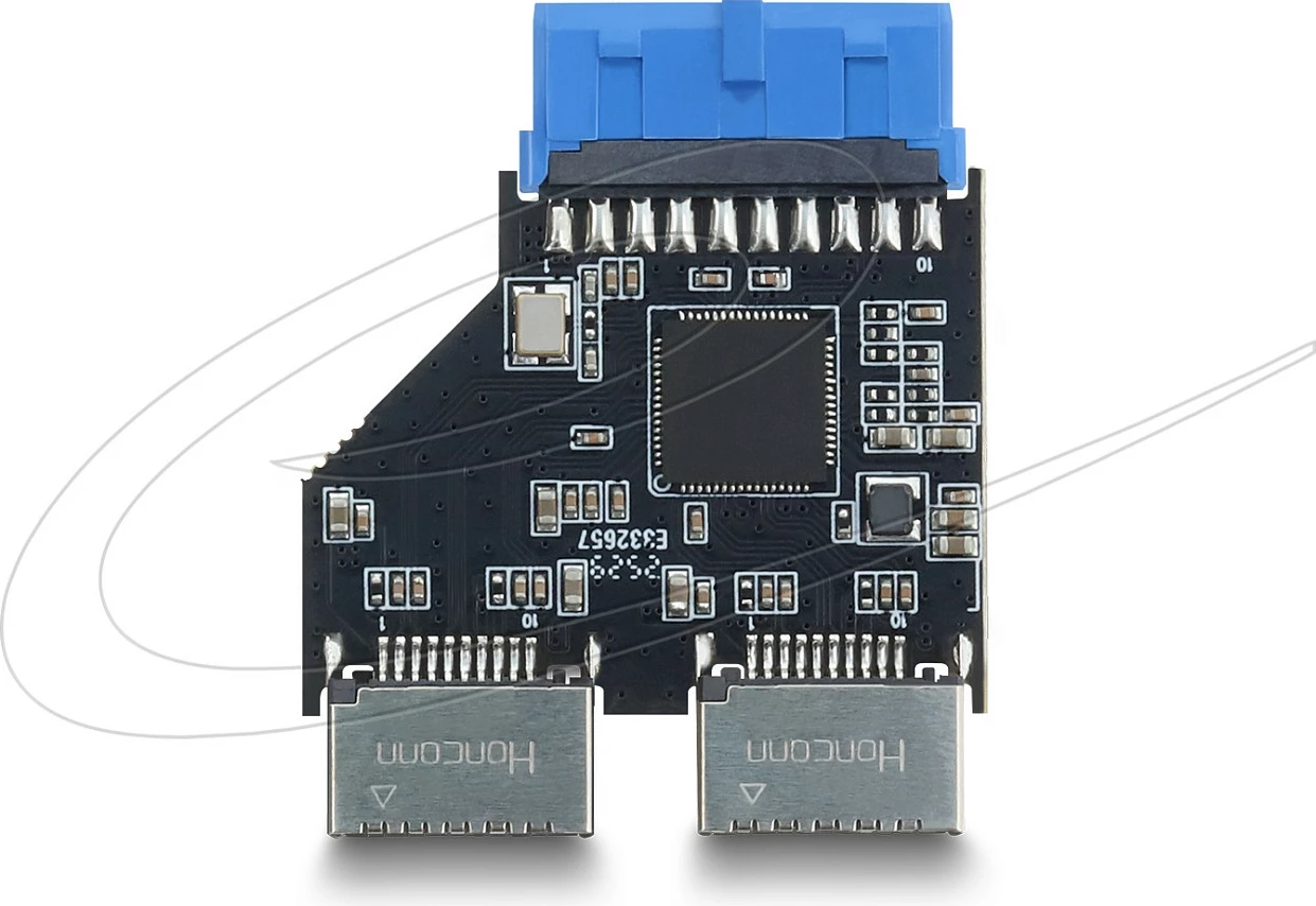 Hub USB DeLOCK 20-pin në 2x USB Type-E Key A, 5 Gbps, zi/blu