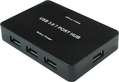 Hub USB VALUE 7-portësh USB 3.2 Gen 1 me adaptor rryme, i zi