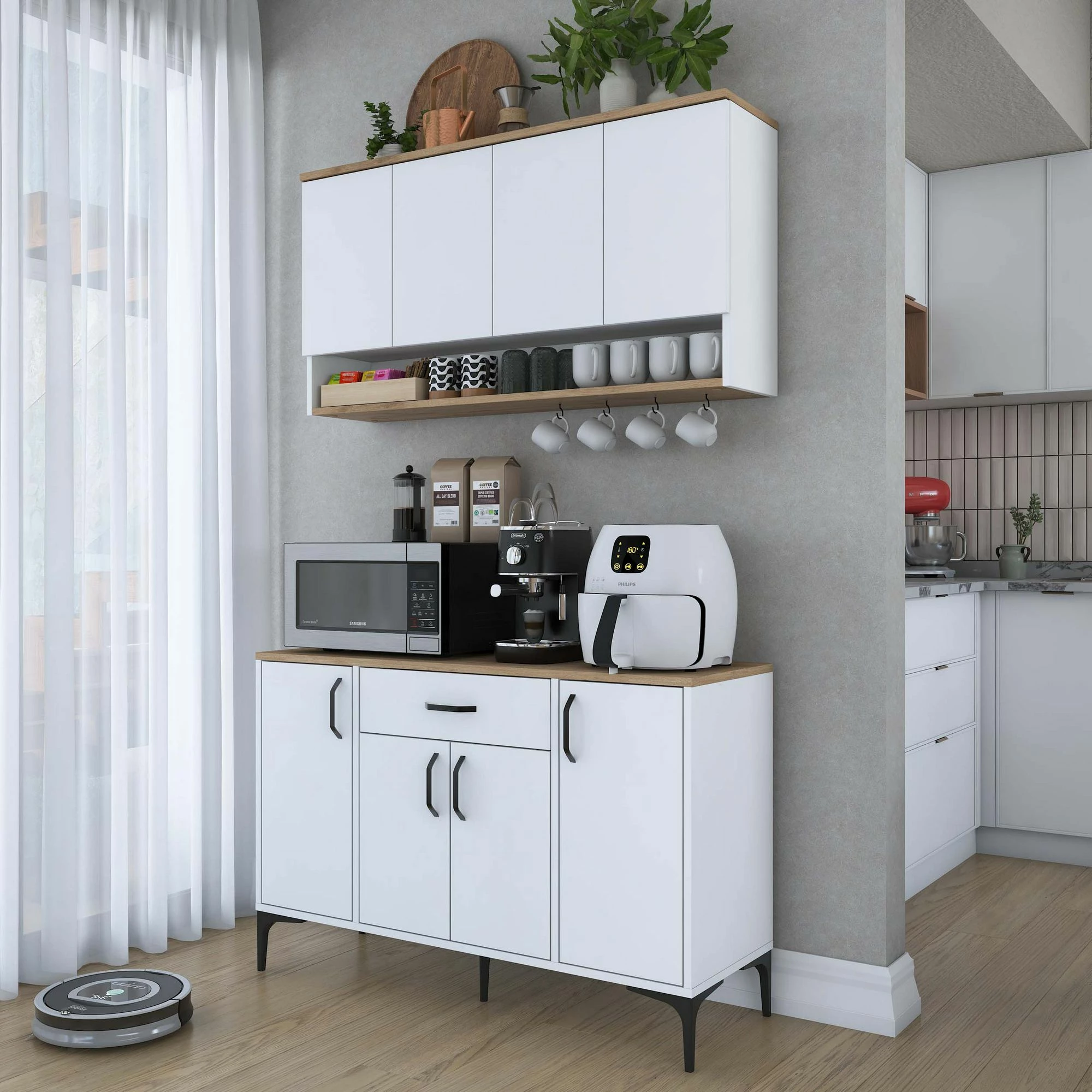 Stendë kafeje Skye Decor, ngjyrë arr dhe e bardhë, JE203 - 3822