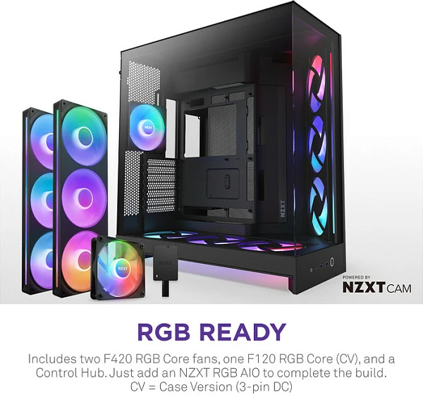 Kasë NZXT H9 Flow RGB+, Midi Tower ATX/EATX, Tempered Glass, Mesh, RGB, e zezë