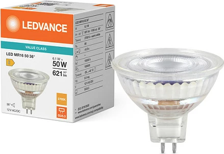 Llambë LED spot OSRAM MR16 PAR16, GU5.3, 6.1W 621lm 2700K dimmable, e bardhë e ngrohtë