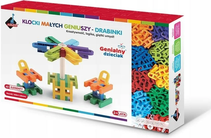 Blloqe ndërtimi plastike ASKATO Little Genius, 62 elemente, shumëngjyrëshe, set
