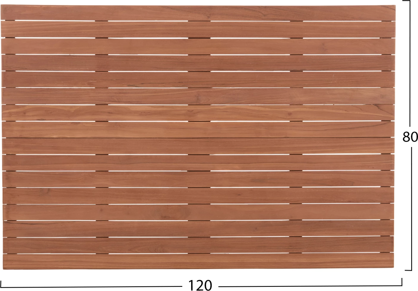 Sipërfaqe tavoline drejtkëndëshe, dru tik natyral, 120x80x4cm