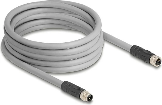 Kabllo sensori DeLOCK 80541, M12 mashkull/femër, 5 m, RST, gri