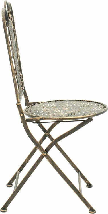 Set tavoline me karrige Drill 3 copë, ngjyrë bakri antike, metal