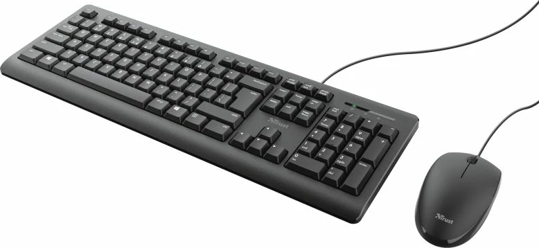 Set tastierë dhe maus Trust Primo 23970, USB, layout EN, me numpad, i zi