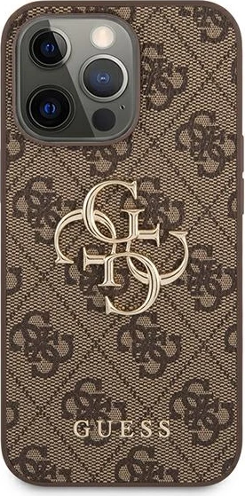 Mbështjellës Guess 4G Big Metal Logo për iPhone 13 Pro Max, Kafe