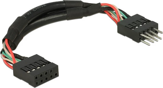 Kabllo zgjatëse USB 2.0 header intern DeLOCK 10p, 0.1m, mashkull-në-femër, e zezë