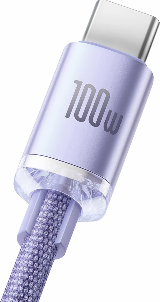 Kabllo për karikim të shpejtë Baseus Crystal Shine Series, USB-A në USB-C, 2m, 100W, vjollcë