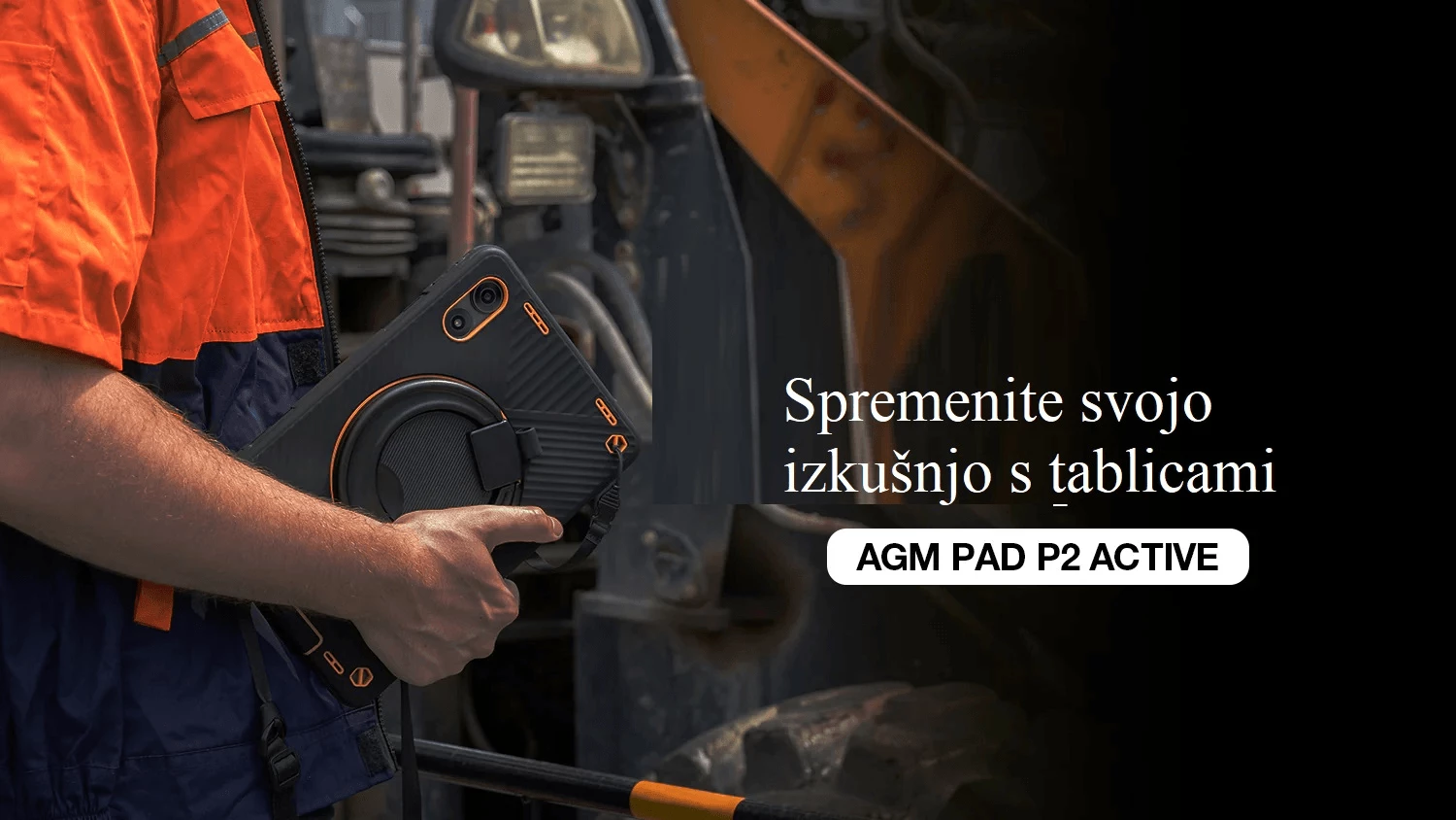 Tablet rugged AGM Pad P2 Active 11\", 8GB+8GB RAM, 256GB, IP68, Android 14, i zi/portokalli