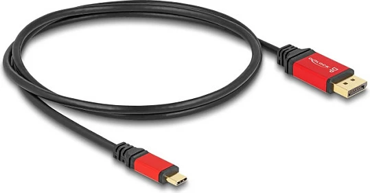 Kabllo USB-C në DisplayPort DeLOCK, 1m, 8K 30Hz, HDR10, DP 1.4, kuqe/zezë