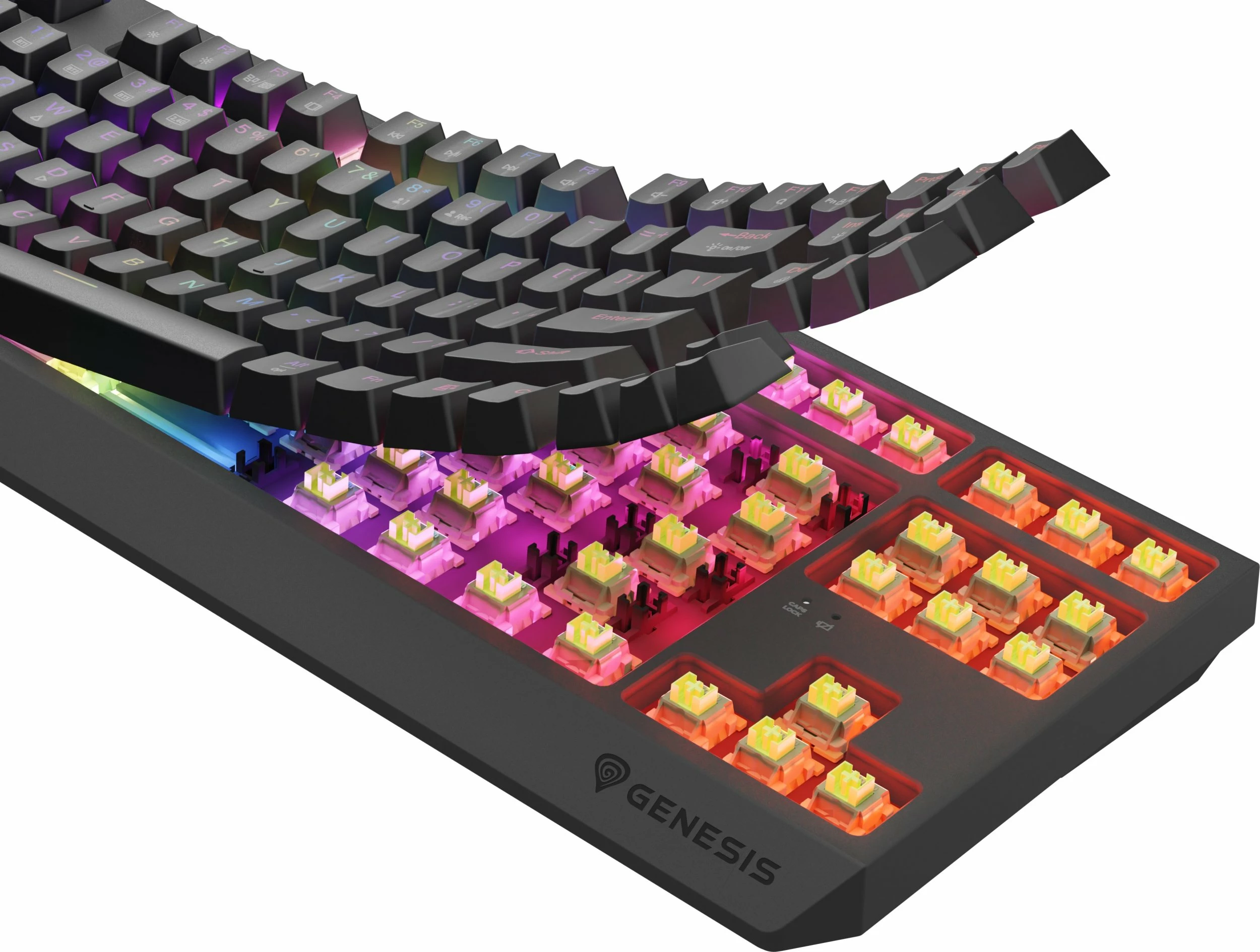 Tastierë mekanike gaming GENESIS Thor 230 TKL Wireless, Outemu Silent Lemon, RGB, hot-swap, US layout, e zezë