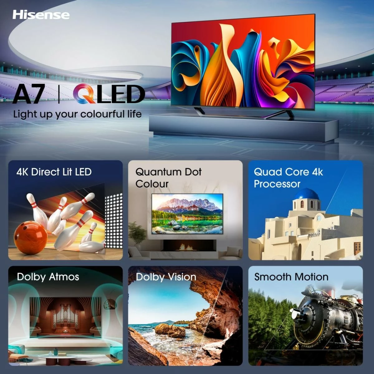 QLED TV Hisense 43A7NQ, 43 inç, 4K, Smart TV, gri
