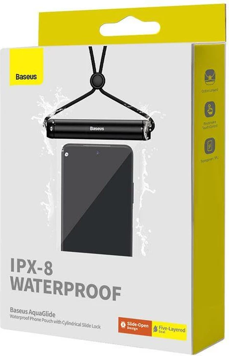Mbështjellës i papërshkueshëm nga uji për celular Baseus AquaGlide, me cilindër mbyllës, i zi