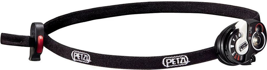Lampë koke Petzl e+LITE, 50 lm, IPX7, 2x CR2032, dritë e bardhë/kuqe, zi/bardhë