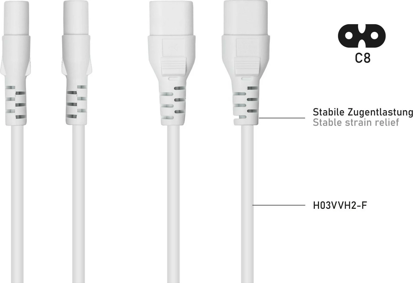 Kabllo zgjatës rryme Kabelmeister C8 në C7, 0.5m, i bardhë