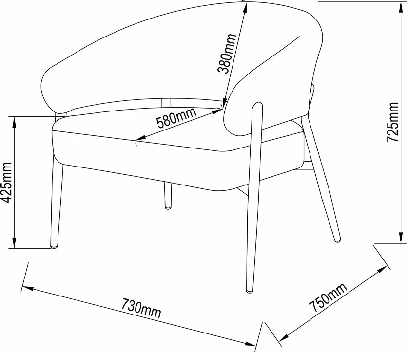 Karrige e ulët Moritz, ngjyrë terrakote, 73x72x75