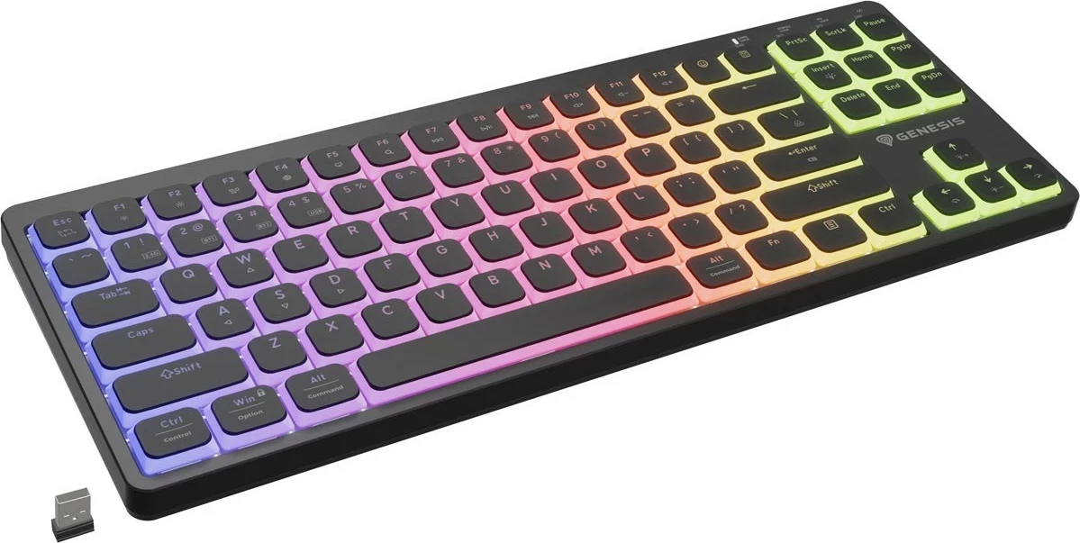 Tastierë gaming Genesis Thor 430 TKL, mekanike low-profile, Hot-Swap, RGB, pa kabllo, Outemu Silent Pink, e zezë