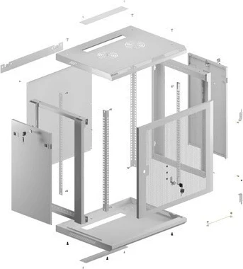 Kasë rrjeti LANBERG 19" 12U, varëse, 600x450mm, gri, derë me vrima