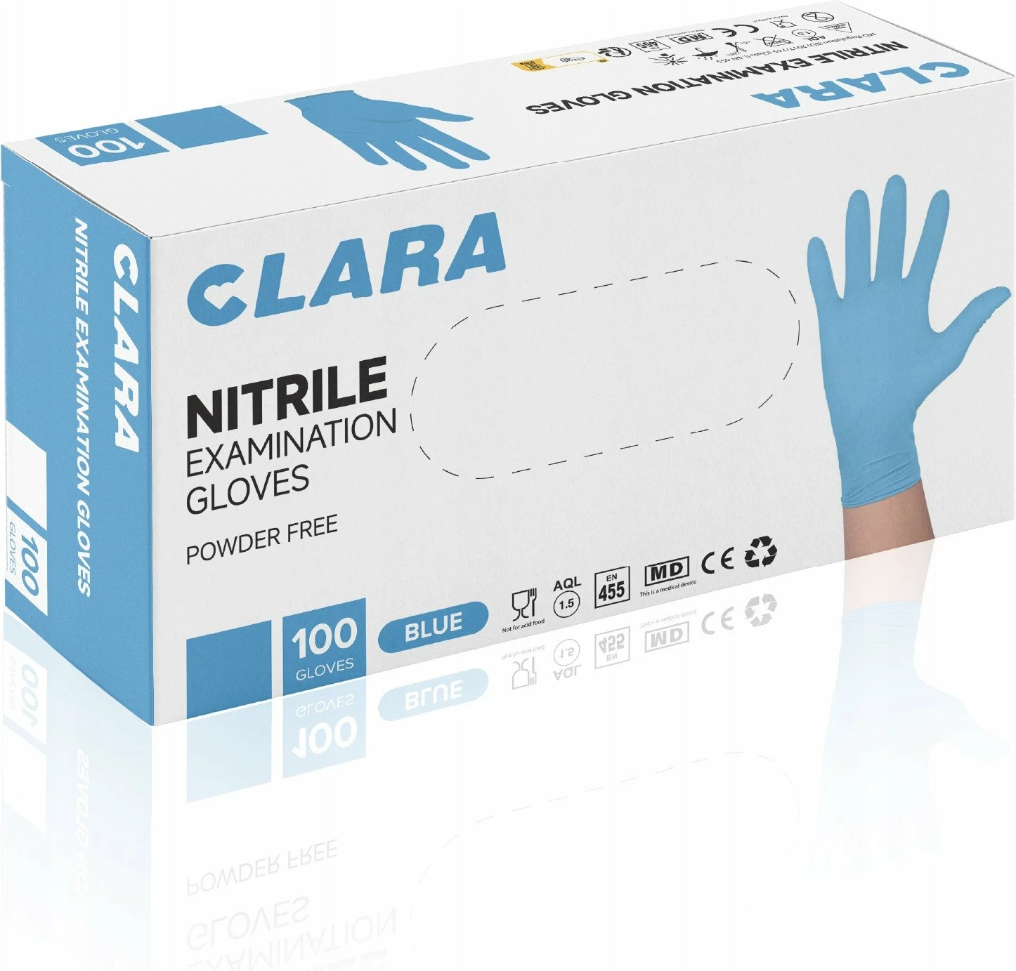 Doreza nitrili CLARA Regular Blue, XL, pa pudër, 100 copë, blu