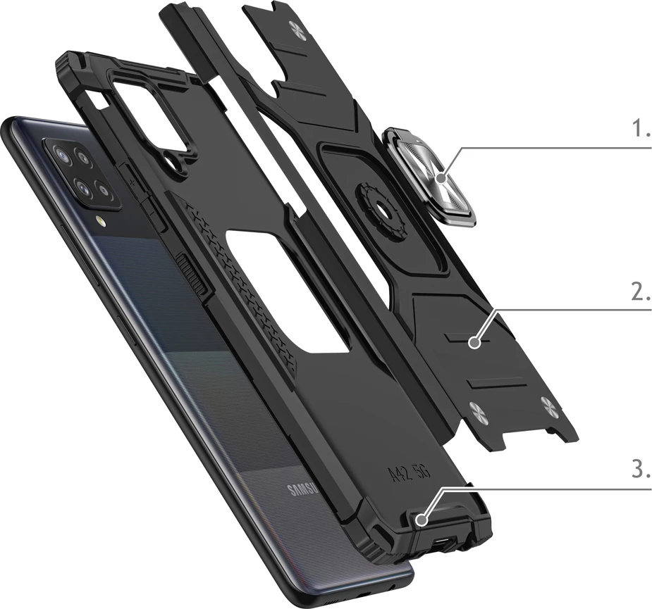 Mbështjellës Wozinsky Ring Armor me mbajtëse, për Samsung Galaxy A42 5G, Rozë