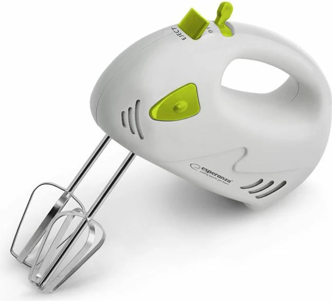 Mikser dore Esperanza EKM007G 125 W, 7 shpejtësi, i bardhë, set me rrahëse dhe grepë brumi