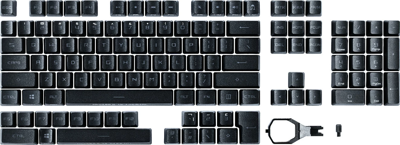 Set keycap-ash ASUS ROG PBT Doubleshot, për ROG RX switch, 123 copë, e zezë