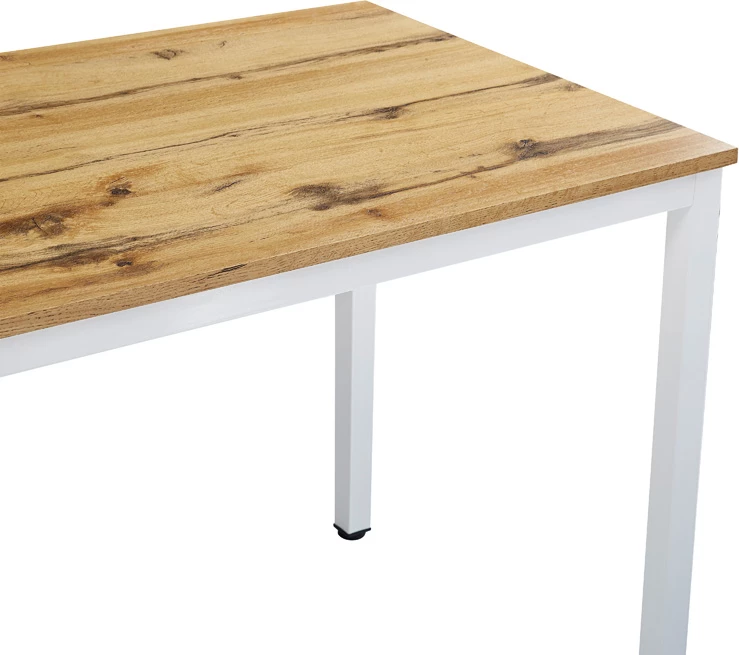 Tavolinë për ngrënie Witte MDF/Metal, ngjyrë sonoma, këmbë të bardha, 110x70x76cm