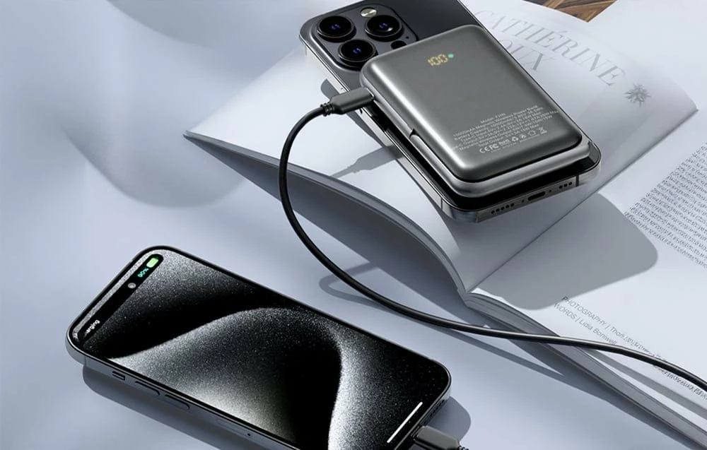 Powerbank Vention FHNW0 10000mAh 20W me karikim magnetik/induksion, i bardhë