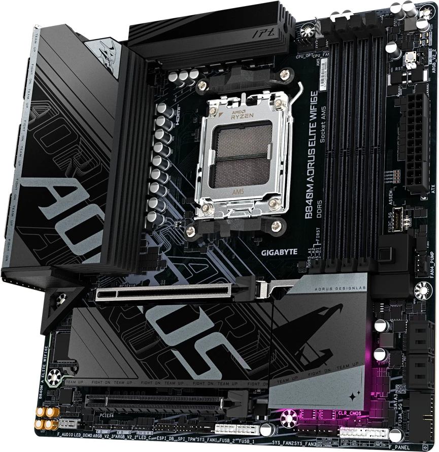 Pllakë amë GIGABYTE B840M AORUS ELITE WIFI6E AM5 4x DDR5 mATX