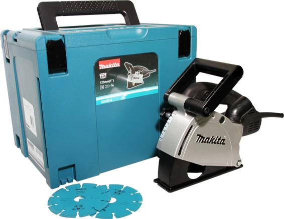 Frezë kanalesh Makita SG1251J 1400W 125mm me MAKPAC, 2x disqe diamanti