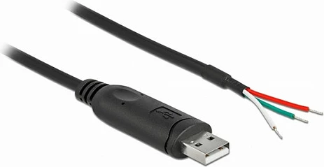 Kabllo adapter DeLOCK USB 2.0 Type-A në Serial RS-232, 1 m, me 3 tela të hapur, e zezë
