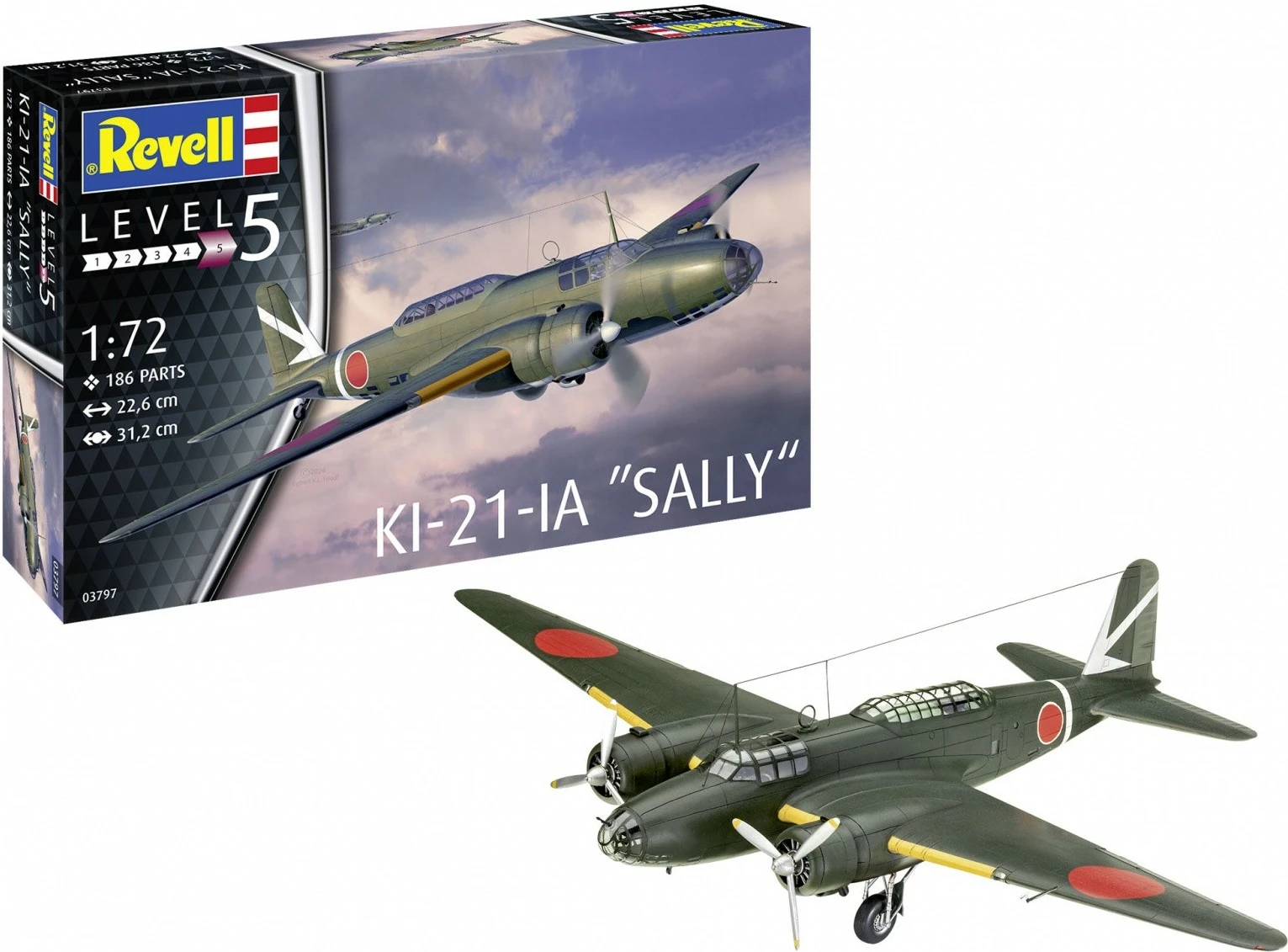 Model plastik avion Revell Ki-21-Ia "Sally", 1:72, 186 pjesë