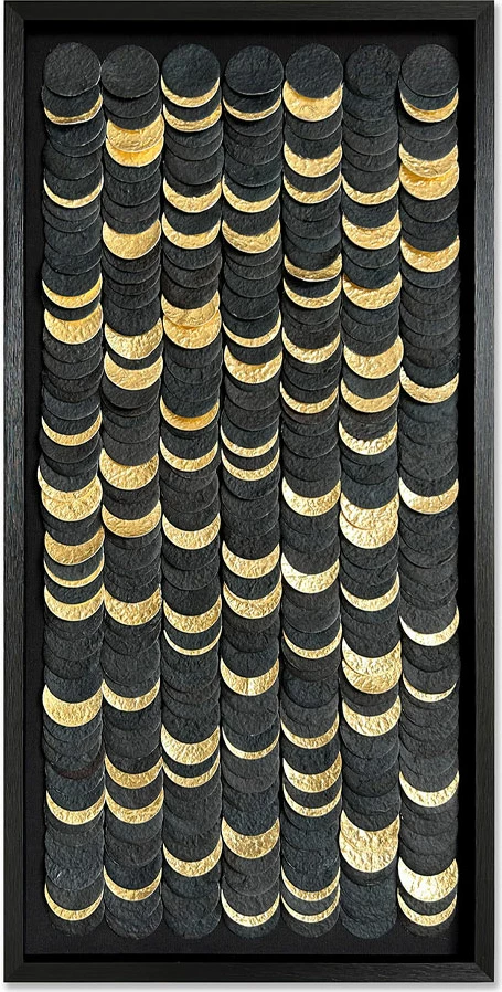 Pikturë dekorative Wilderness, letër, xham, ngjyrë e zezë dhe ari, 50x100x3 cm