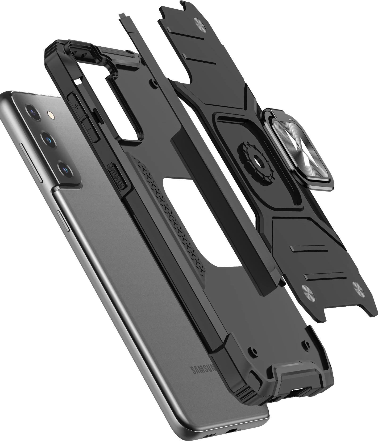 Mbështjellës Wozinsky Ring Armor Tough Hybrid për Samsung Galaxy S22 Plus, me mbajtëse gishti, Rozë