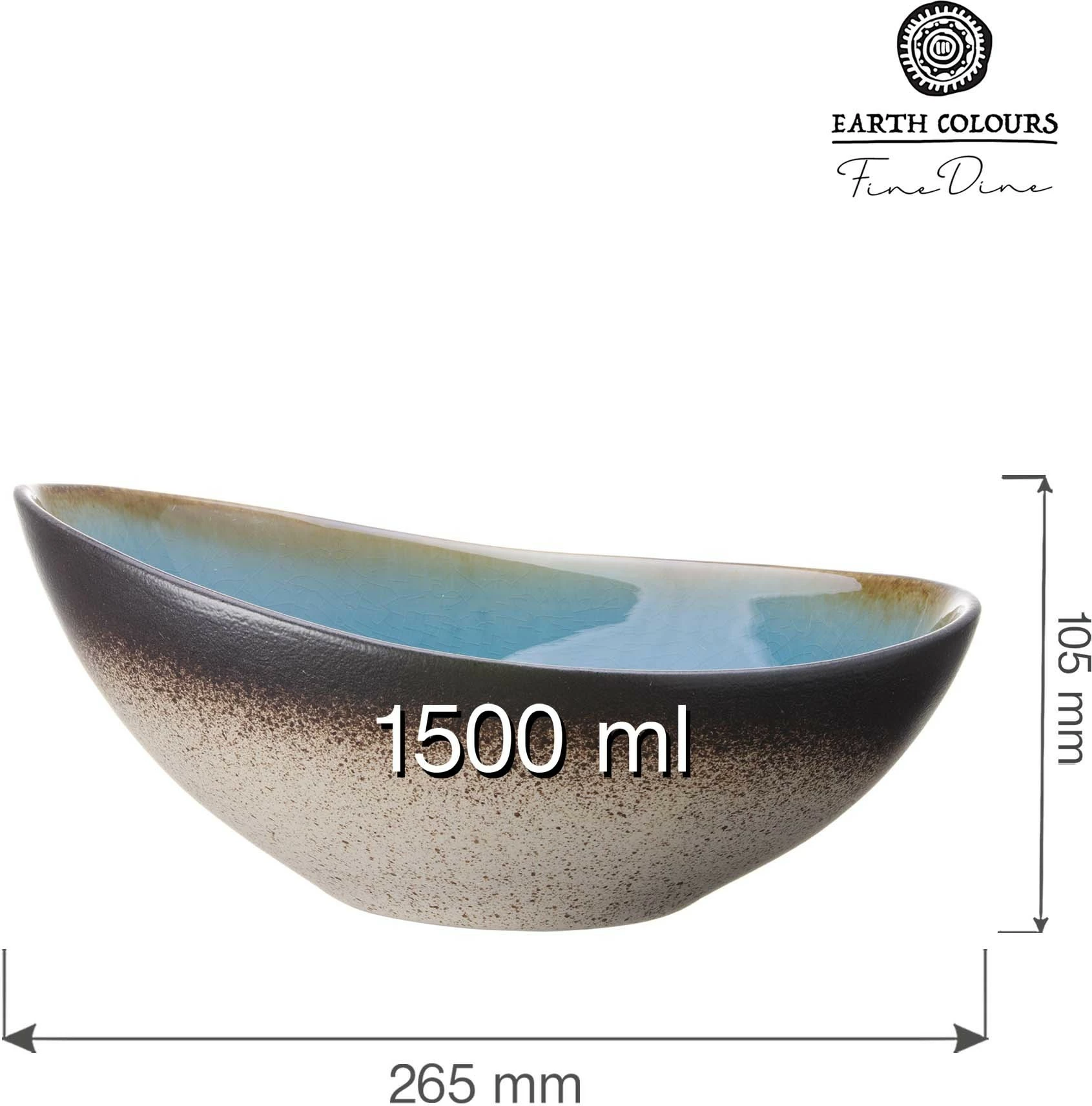 Tas oval Fine Dine Lazur 240 mm 1.5 L blu, set 2 copë