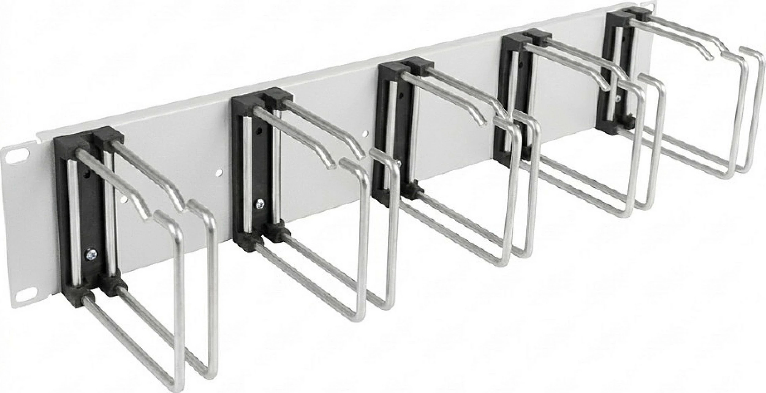 Panel menaxhimi kabllosh EFB Elektronik 19", 2U, 5 unaza të dyfishta 110 mm, RAL7035 gri