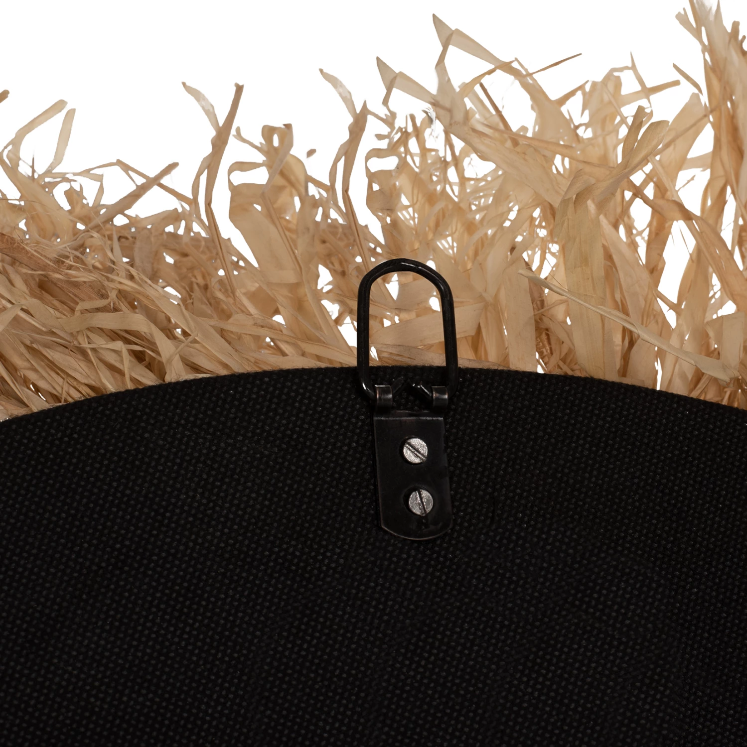 Pasqyrë rrethore me kornizë nga fibra sisal dhe abaca, ngjyrë natyrale-e zezë, Φ90cm, FH7746
