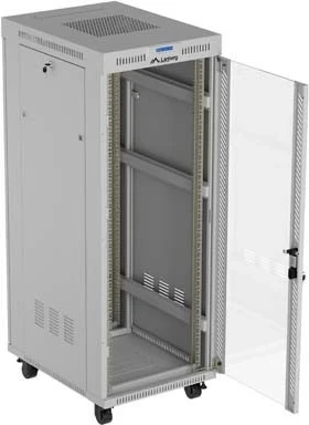 Kabinet rack LANBERG 19" 32U 600x800, derë e xhamtë, stojë, gri