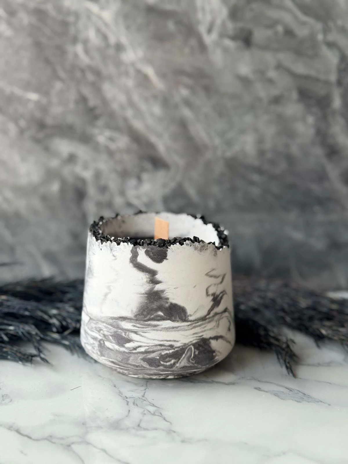 Qiri dekorativ betoni, gri dhe bardh, Evila Originals, Glamour Candle 7TM - 2