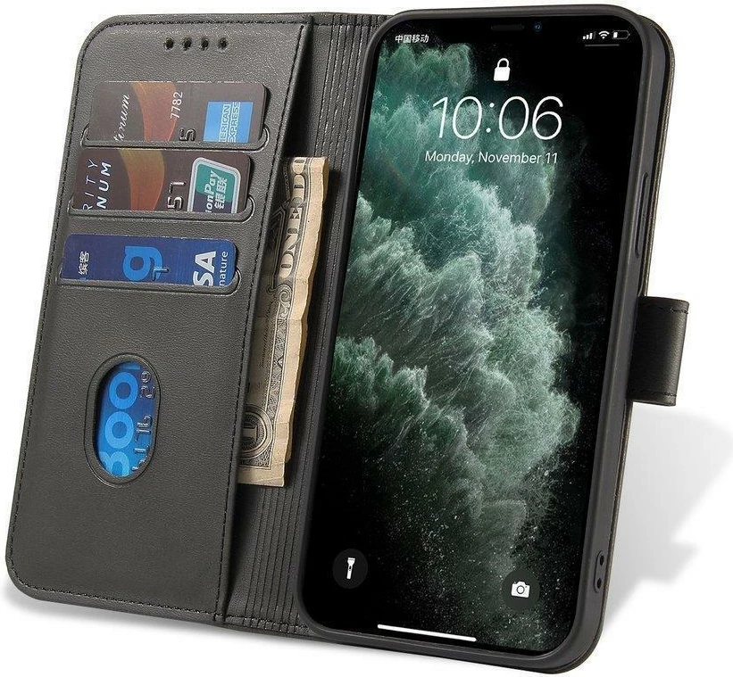 Mbështjellës Hurtel Magnet Case për Honor Magic4 Pro, me kapak, funksion qëndrimi, i zi